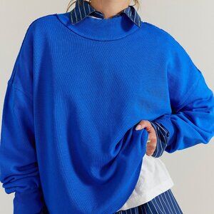 Free People Blue Mockneck